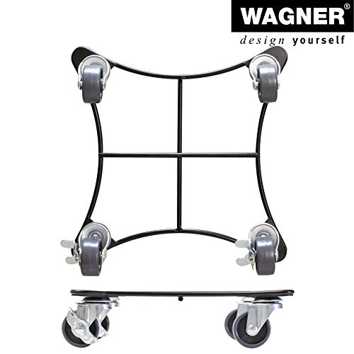 Wagner Pflanzenroller Retro Style 22 x 22 x 5,5 cm I Pflanzenroller für Innenbereich + Außenbereich I Blumenroller und Kübelroller aus Stahl, schwarz beschichtet I Tragkraft 60 kg - 20094001