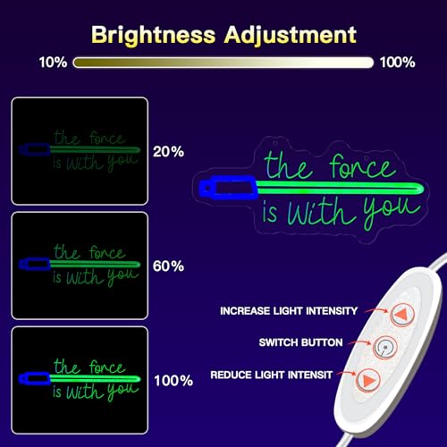 Image of Lightsaber Neon Sign Star Game Wars Decor Poster - 10 Brightness Adjustments Usb Powered, Swords Light Saber Led Lamp Birthday Decorations, Night Light Wall Home Decor Gifts for Men