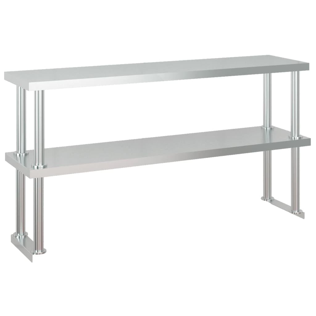 Tavolo da lavoro da cucina in acciaio inox con ripiano, 120 x 60 x 145 cm, per gastronomia, ristorante, cucina, commerciale, snack, catering, bar, caffetteria, mensa, bistrò e magazzino