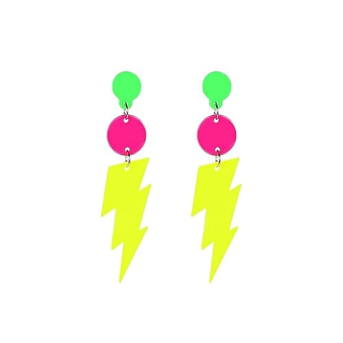 80s Neon Earrings Hollow Lightning Bolt Halloween Punk Retro Earrings