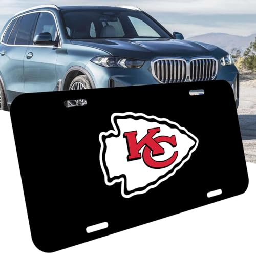 Front License Plate Tag for ChiefsDecorative License Plates Metal Car Plate 6X12 Fans Tag Cover