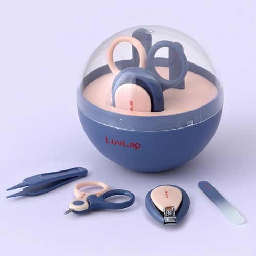 Image of LuvLap 4 in 1 Baby Grooming Set with Cute Case, Baby Manicure Set with Nail Scissors, Nail Clipper, Nail File & Tweezers, Grooming Kit for New Born & Toddler, BPA Free, Compact & Easy to Carry, 0m+