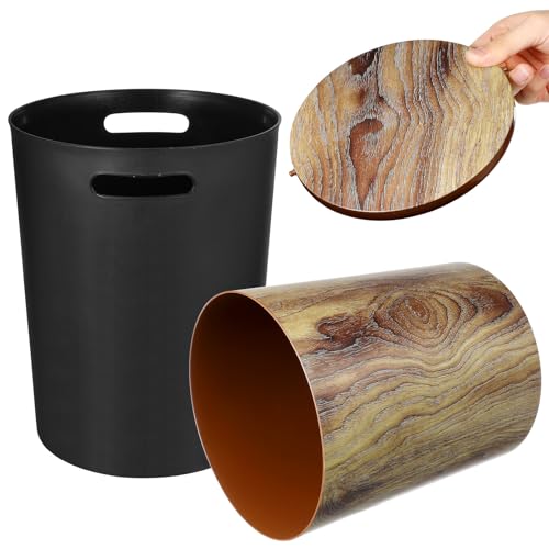 Poubelle imitation bois 12L Zerodeko en PP avec couvercle basculant