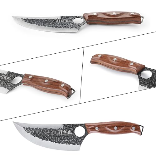 Hammer Iron Alley 3Pcs Butcher Knife Set, 7 Inch Butcher Meat Cleaver, 7 Inch Serbian Chef Knife And 6.5 Inch Viking Knife, Hand Forged Kitchen Knife Set With Plastic Handle thumb #7