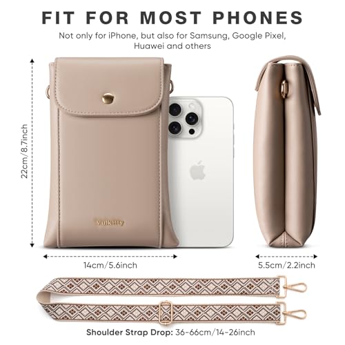 Small Crossbody Phone Bag Vegan Leather for Women with Wide Strap and Double Pockets for Travel and Daily Use4