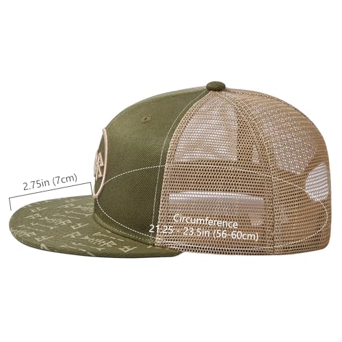 Image of BASSDASH Flat Brim Trucker Cap Adjustable Snapback Hat Mesh Back for Men Women