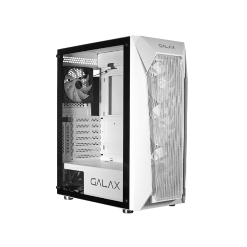 Image of GALAX PC Case Revolution-05 (REV-05W) White Gaming Cabinet | Supports ATX, M-ATX, ITX | 4 RGB Cooling Fans | Mesh Panel | Spacious Interior | Tempered Glass