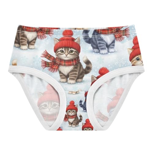 Toddler Panties, Cute Winter Cats Cotton Underwear for Girls, 2–8 Years