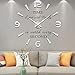Vangold DIY Reloj de pared sin marco espejo grande 3D Sticker-2 años de garantía (Plata-73)