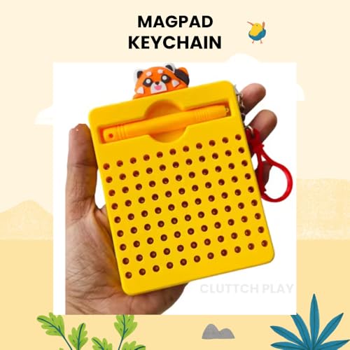 Image of 2 in 1 Magnetic Toy - Magpad Keychain with Steel Balls Writing & Drawing Board Magnetism Toy for Kids, Stress Relief School Bag Pendant, Ages 3+ (Drawing Pad)