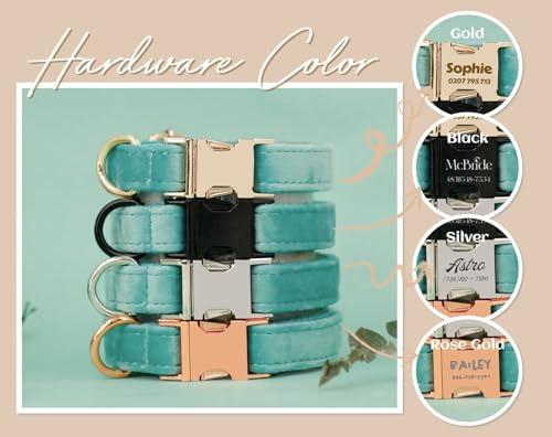 Personalisiertes Hundehalsband von Justyling, mit gravierter Namensplakette, verstellbar, aus Polyester-Samt, mit individueller Gravur, weiches und robustes Halsband, für kleine und mittelgroße Hunde