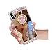 iPhone X Luxury Rhinestone Makeup Case,Auroralove iPhone X Handmade Bling Diamond Soft TPU Mirror Glass Case for Girls Women with Detachable Ring Stand-Gold