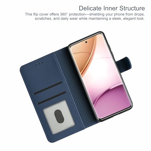 Image of AIBEX Shock Proof Flip Compatible for Motorola G45 5G / Motorola G34 5G Flip Cover Leather Finish | Inside TPU with Card Pockets | Wallet Stand | Complete Protection Flip Case - Blue