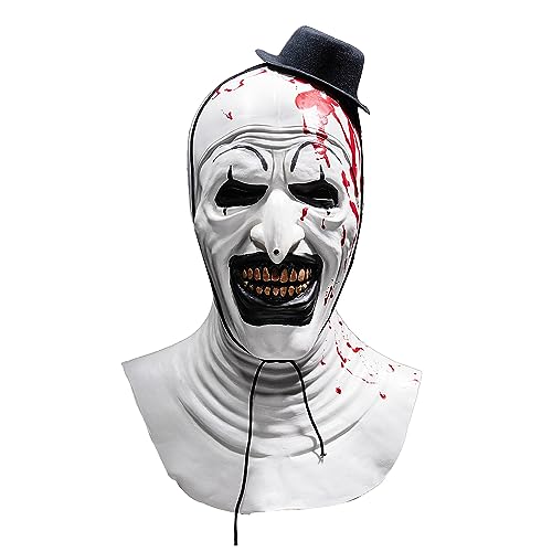 Payasos, Toy Vodterita - Máscara del payaso de Terrifier, Art the Clown - Accesorio de asesino sangriento para disfraz de Halloween para Adulto - Blanco