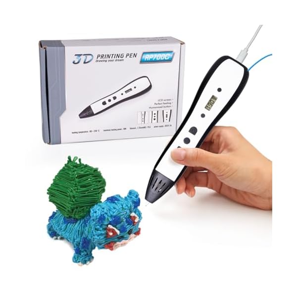 Kretrum Stylo 3D pour Les bricoleurs Stylo d'impression 3D avec écran LCD Stylo de Peinture 3D avec Filament PLA 1,75 mm Jouet Amusant Meilleur Cadeau d'anniversaire