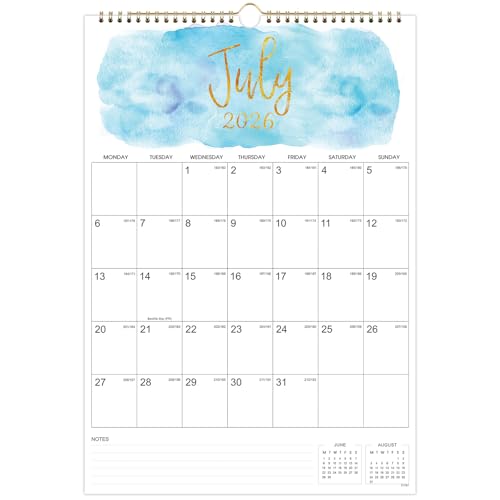 2026-2027 Calendar - Month to View Wall Planner Calendar 2026-2027 18 Months from July 2026 to December 2027 Monthly Calendar with Twin-Wire Binding Home Family Planner 42.2 x 29.7 cm