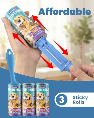 Image of POPCHOSE Lint Roller for Pet Hair Extra Sticky, 270 Sheets with 1 Handles