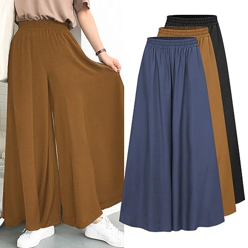 Plus Size Women's Stretch Belt Wide-Leg Pants Women's Solid Color Wide Full-Length Casual Pants2