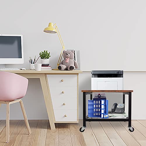 Voilamart Printer Stand Rack,2 Tier Printer Cart With Storage Shelf,Under Desk Printer Stands With Wheels,Printer Table For Fax Machine Book Shelf #TOP6
