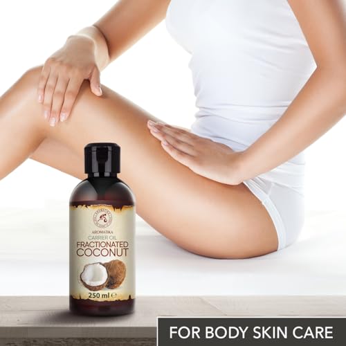 Fraktioniertes Kokosöl 250ml - Cocos Nucifera Oil - Reines & Natürliches Coconut Öl - Basisöl - Geruchlos - Cocosöl für Gesicht - Körperpflege - Hautpflege - Haare - Massage - Kosmetik