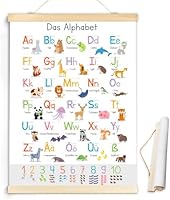 ABC Poster für Kinder 31x44 cm, Alphabet Zahlen Poster für Kinder Lernposter Kinder Einschulung Geschenk, Wanddeko für Kinderzimmer, Kindergarten, Vorschule, Grundschule