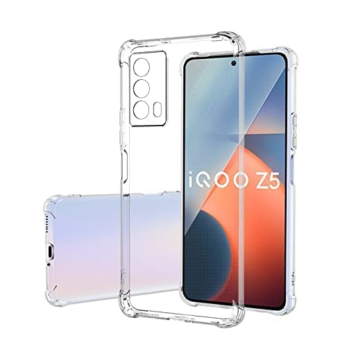 Image of Lustree Compatible with IQOO Z5 5G Back Cover| Clear + TPU Case with 4 Corner Air Cushion Protection & Camera Protection | Slim& Stylus Cover for IQOO Z5 5G