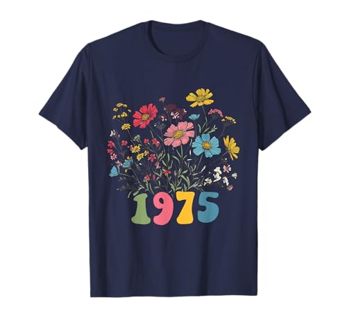 Macetas Grandes Jardín Marca Retro Vintage 1975 Tee Turning 50 Wildflower Tees