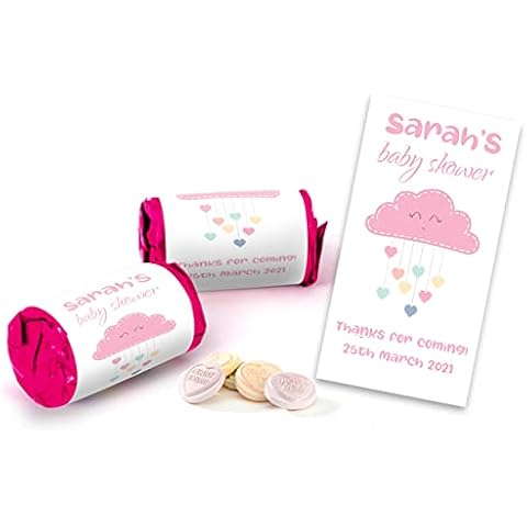 Colourbat x40 Sweet Rolls Personalised Baby Shower Sweets Mini Love Hearts Party Favours for Guests Suitable for Vegetarians Vegans Halal B21 Cover