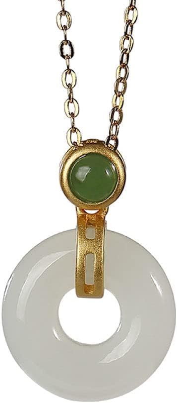 Collier Vintage S925 anti-perte avec boucle de sécurité en jade véritable