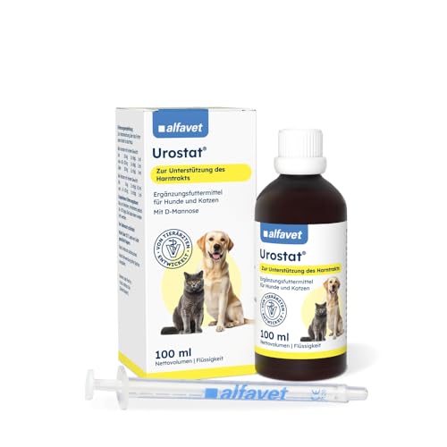 Alfavet Urostat 100 ml Ergänzungsfuttermittel für Hunde & Katzen Zur Verringerung der Harnsteinbildung mit D Mannose & Glucosamin Mit Harn anregenden Kräutern u.a. Cranberry Brennnessel