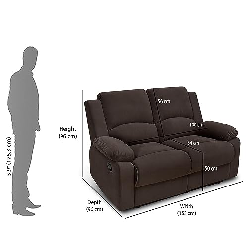 Image of Torque - Rubik 2 Seater Fabric Manual Recliner | Recliner Sofa /Chair for Living Room, Bedroom, Office (Brown) | 1 Year Warranty