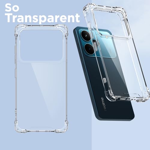 Image of Outlouders Back Cover for Realme P4 Pro 5G Clear Transparent PC + TPU Bumper Case with Raised Edges for Shockproof Protection (Transparent)