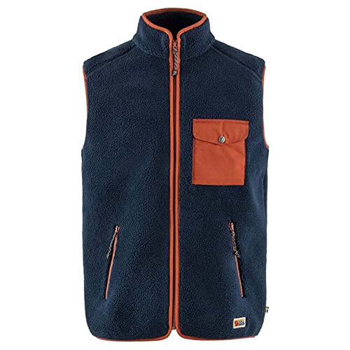 Fjällräven Herren Vardag Pile Fleece Weste, Navy/Autumn Leaf, S