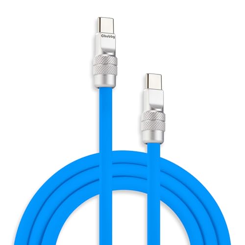 Image of chubbycable Chubby 2.0 Fast Charging Cable Durable Soft Silicone USB C Cable 240W Extra Thick Charger Cord Compatible with iPhone 17-15 Series iPad, Blue, Type-C to Type-C, 8.2FT