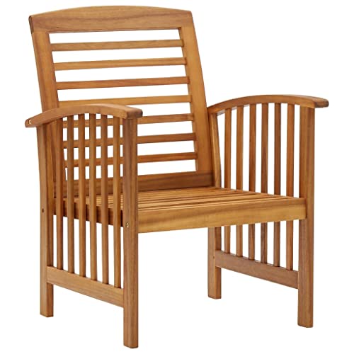 Vidaxl Patio Chairs 2 Pcs, Patio Dining Chair With Armrest, Wood Slat Back Outdoor Dining Chair For Deck Garden Lawn, Solid Wood Acacia #TOP1