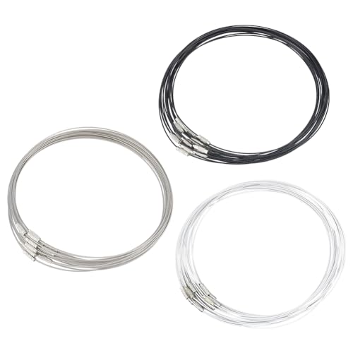 UNICRAFTALE Lot de 60 colliers ras du cou en acier inoxydable avec fermoir à vis en laiton - 3 couleurs - 44,5 cm - Pour femme