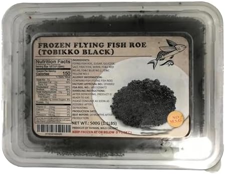 Black Tobikko Caviar - 1.1 Lb, Gourmet Flying Fish Roe, Squid Ink Infused, Perfect for Sushi and Sashimi
