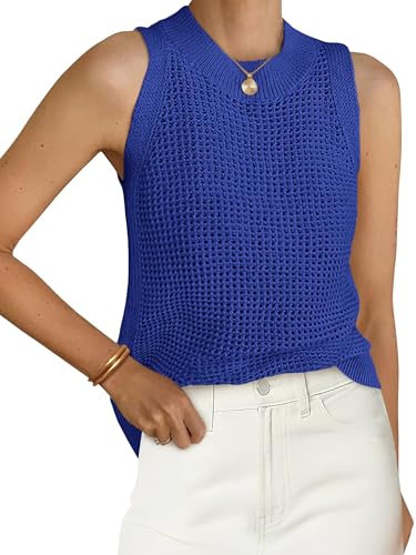 Image of PRETTYGARDEN Womens Summer Crochet Tank Tops Knit Sweater