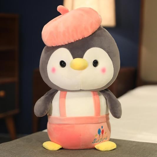 Image of SCOOBA Cap Penguin Plush Soft Toy 35cm Penguin Plush Toy, 35cm, Soft and Cute Cartoon Design, Fun Stuffed Animal Pink Color