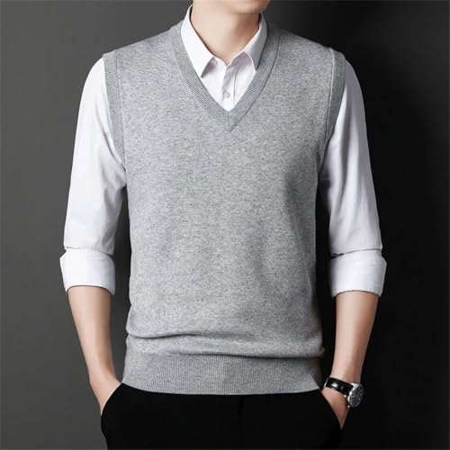 TdvcpmkkMen's Sweater Vest V-Neck Sleeveless Casual Warm Formal Business Vest Sweater 7