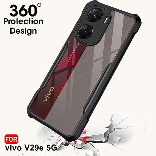 TheGiftKart Shockproof Crystal Clear Back Cover Case for Vivo V29e 5G | 360 Degree Protection | Protective Design | Transparent Back Cover Case for Vivo V29e 5G (PC & TPU, Black Bumper)