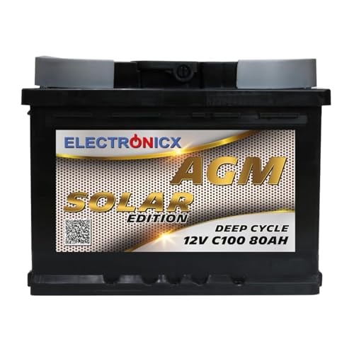AGM Solarbatterie 12V 80Ah – Wartungsfreier Akku für Wohnwagen, Wohnmobil, Mover, Boot & Off-Grid Solarsysteme – Versorgungsbatterie Deep Cycle Solar Edition