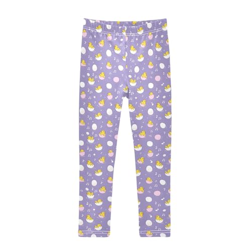Duck Eggshell Music Pattern Girls Leggings Kids Yoga Pants Athletic Tights Pants 4-10 Years