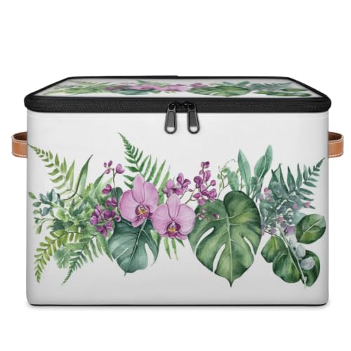 Image of Cmizedevise Modern Floral Fabric Storage Bins with Lid