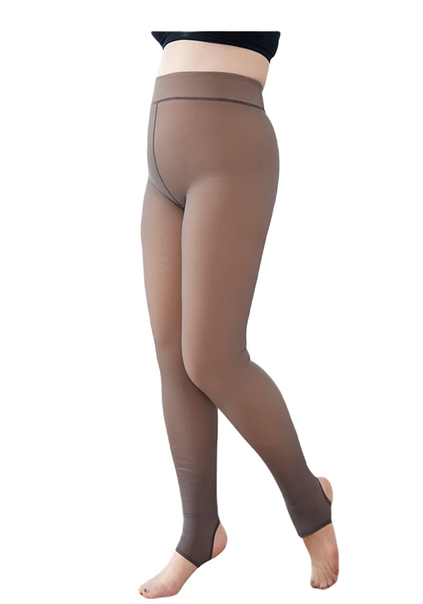 ILENINETThick Fleece Lined Tights Fake Translucent Tights for Women Plus Size Winter Opaque Pantyhose Leggings