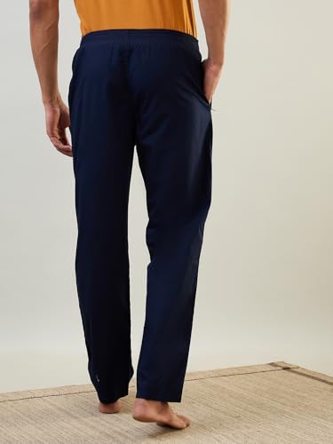 Image of Raymond SleepZ Men Regular Fit Solid Pattern Pure Cotton Pyjama Dark Blue