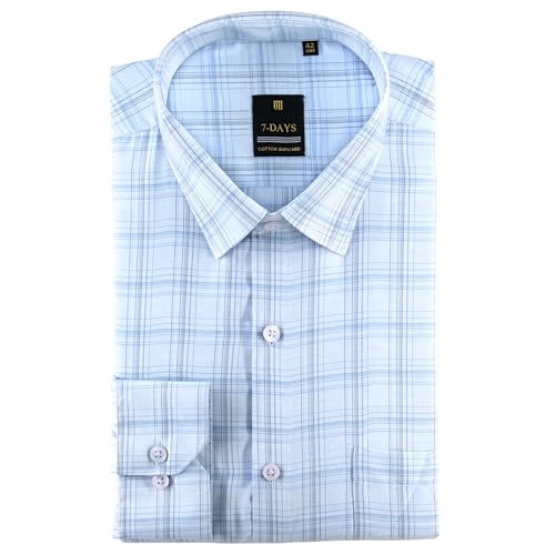Image of 7-DAYS Men's Premium Checks Formal Shirt - Cotton Rich, Regular Fit, Full Sleeve, with Pocket, Wrinkle Resistant - Stylish Office & Everyday Wear.