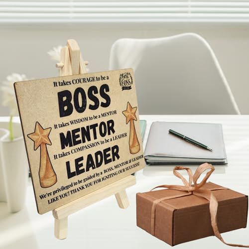 Wooden Desk Plaque with Easel – BOSS MENTOR LEADER Gift Plaque by tinydabba - 4