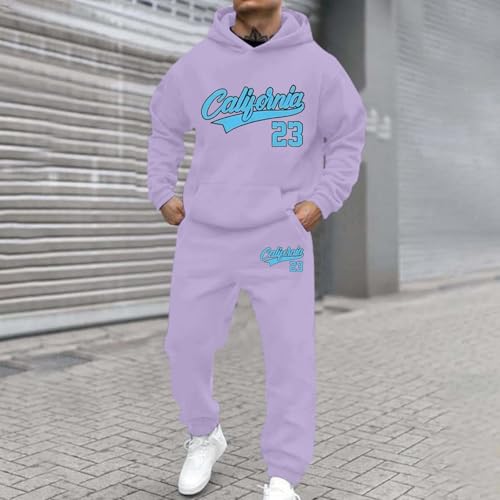 Ensemble deux pièces homme tenue à imprimé violet clair chic taille S - 3