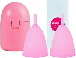 Esterilizador de Copo Menstrual com 2 Copos Menstruais Reutilizáveis Tamanhos S e L, Kit de Higiene Íntima para Mulher Atual, Praticidade e Eficiência.